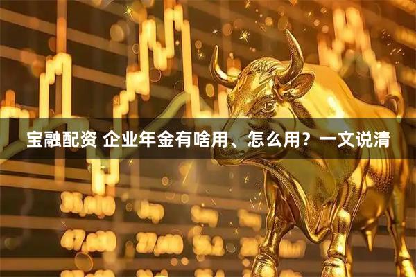 宝融配资 企业年金有啥用、怎么用？一文说清