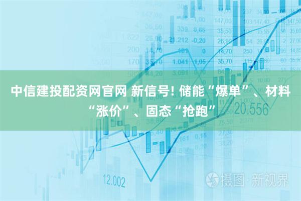 中信建投配资网官网 新信号! 储能“爆单”、材料“涨价”、固态“抢跑”